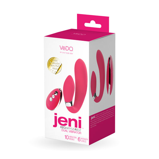 Jeni C-Shaped Dual Motor Vibe With Remote Pink
