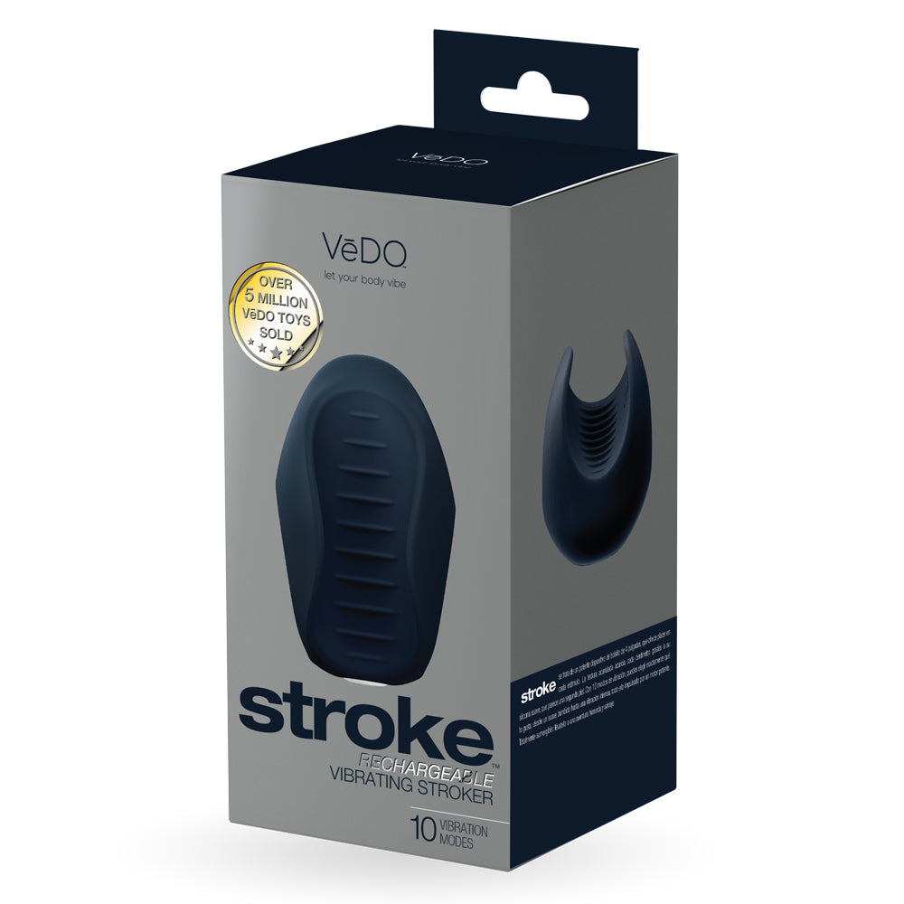 Stroke Rechargeable Vibrating Stroker Black