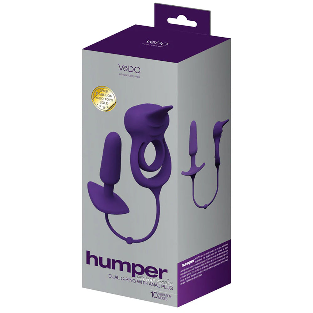 Humper Rechargeable Dual C-Ring With Plug Purple