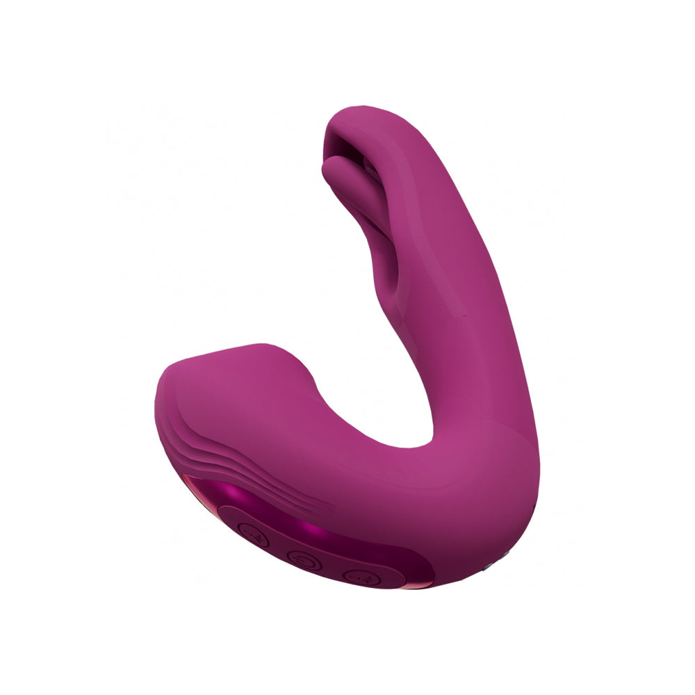 Vive Yuna Rechargeable Dual Action Airwave Vibrator With Innovative G-Spot Flapping Stimulator Pink
