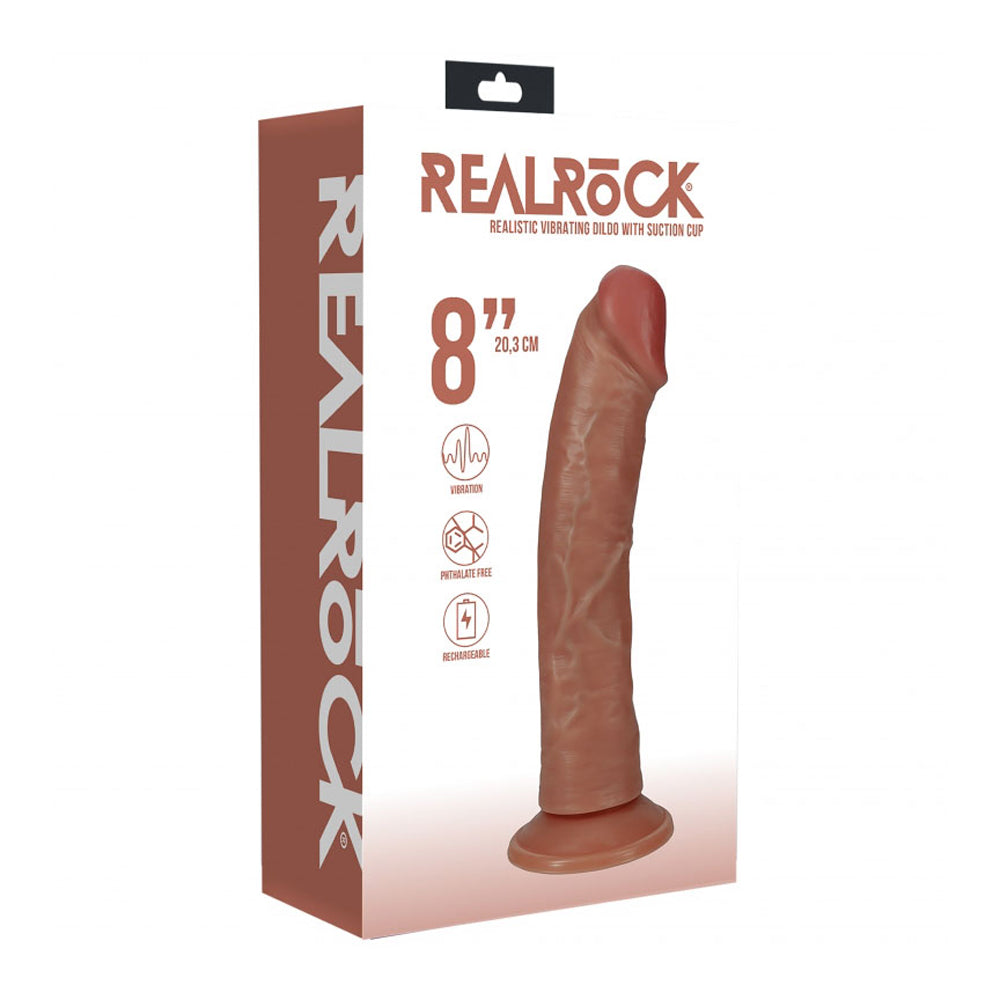 8" Vibrating Cock Regular Curved Tan