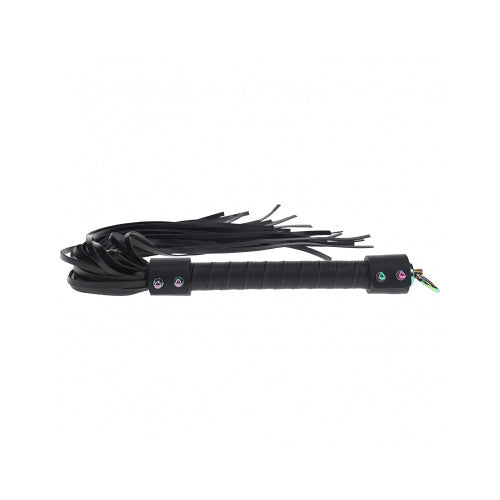 Ouch! Venice Collection Flogger – Black Faux Leather BDSM Flogger for Impact Play