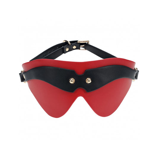 Ouch! Milan Collection Blindfold – Black & Red Adjustable Sensory Mask for Sensual Play