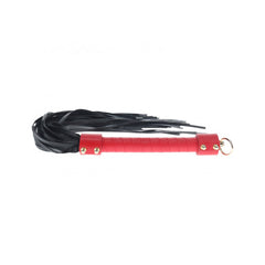 Ouch! Milan Collection Flogger – Black/Red Faux Leather BDSM Flogger for Impact Play