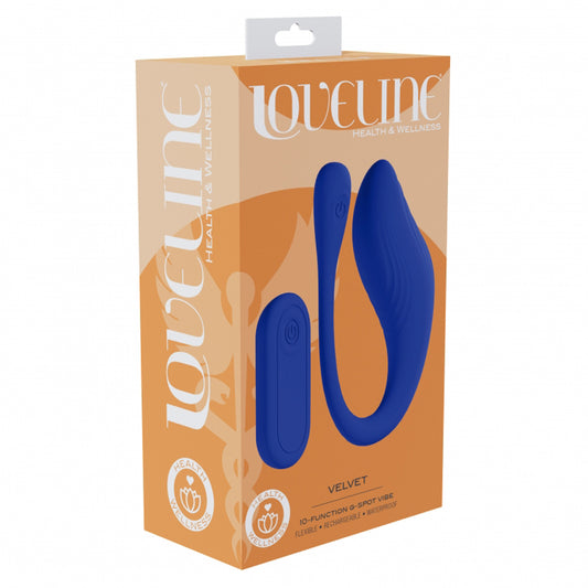 Loveline Velvet G-Spot Vibrator with Remote, Blue