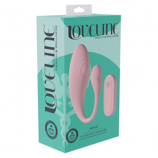 Loveline Wave C-Shape Vibrator with Remote – Pink