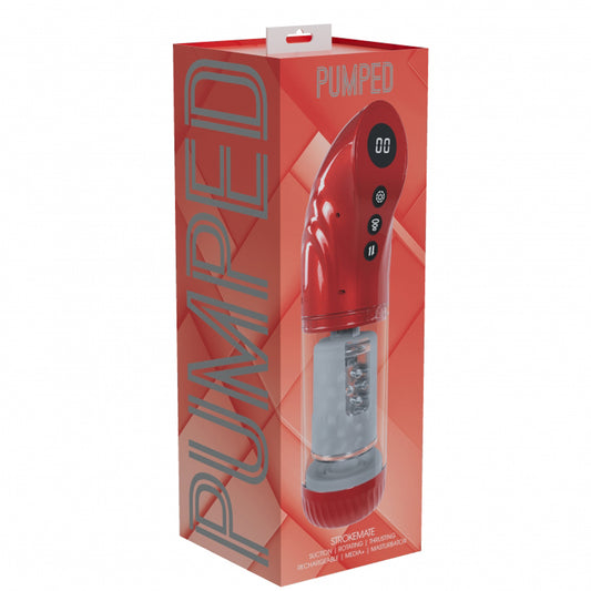 Pumped Strokemate Masturbator Metallic Red - Male Sex Toy