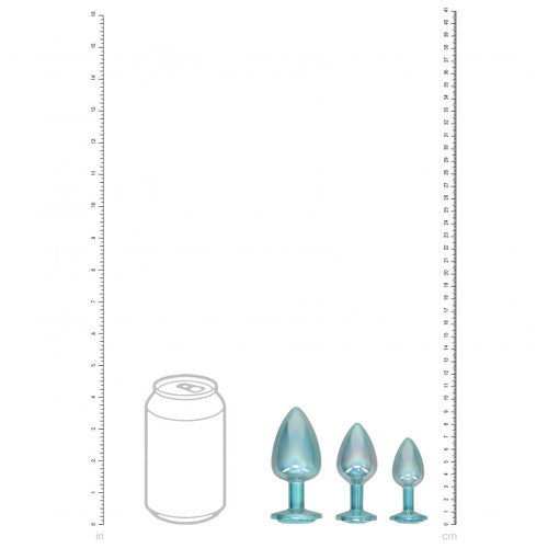 Ouch! Paris Collection Metal Anal Plug Set – Blue Trio for Stylish and Gradual Backdoor Play