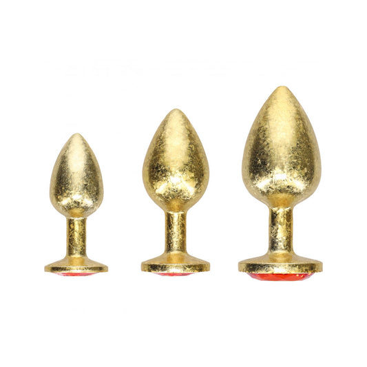 Ouch! Milan Collection Gold Metal Anal Plug Set – Premium Stainless Steel BDSM Toy for Beginners & Experts