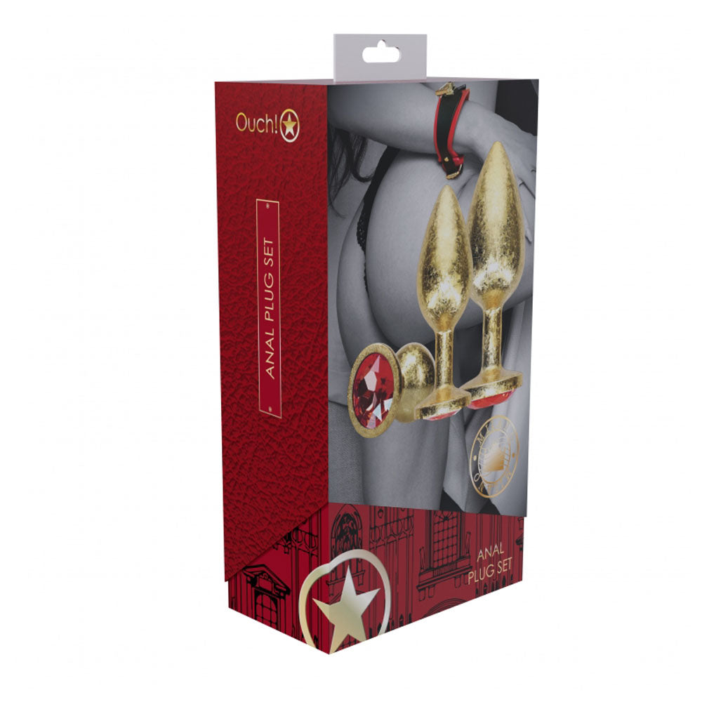 Ouch! Milan Collection Gold Metal Anal Plug Set – Premium Stainless Steel BDSM Toy for Beginners & Experts