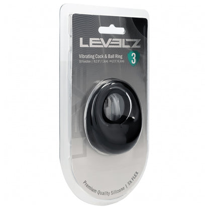 Levelz Vibrating Liquid Silicone Cock & Ball Ring Black
