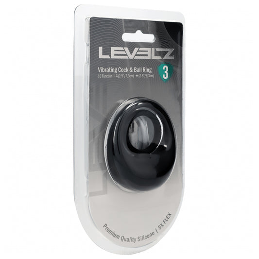 Levelz Vibrating Liquid Silicone Cock & Ball Ring Black