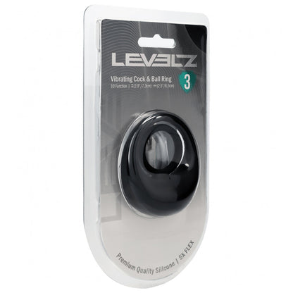 Levelz Vibrating Liquid Silicone Cock & Ball Ring Black