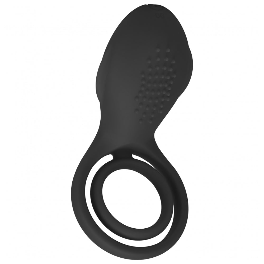 Levelz Vibrating Cock And Ball Ring With Winged Stimulator Black
