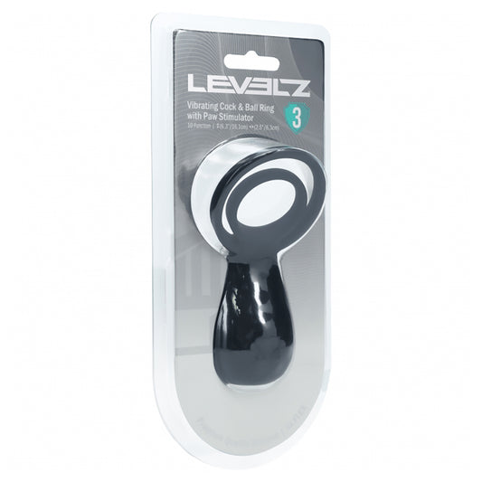 Levelz Vibrating Cock And Ball Ring With Paw Stimulator Black