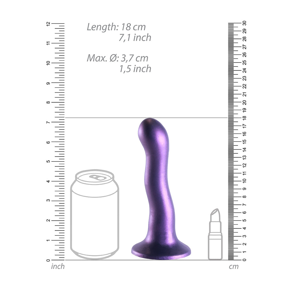 Ultra Soft Silicone Curvy G-Spot Dildo 7" Metallic Blue