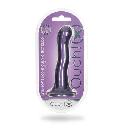 Ultra Soft Silicone Curvy G-Spot Dildo 7" Metallic Blue
