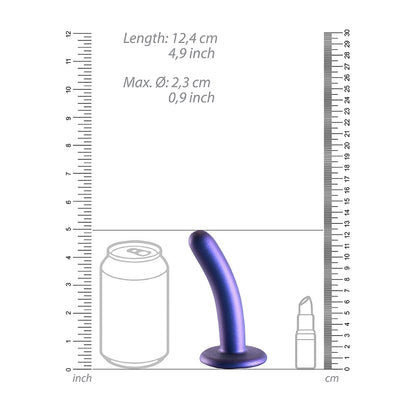 Smooth Silicone G-Spot Dildo 5" Metallic Blue