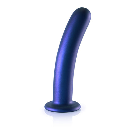 Smooth Silicone G-Spot Dildo 7" Metallic Blue