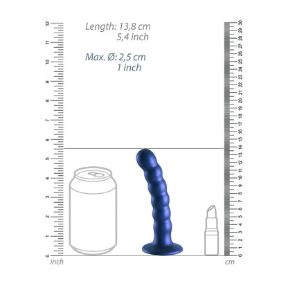 Beaded Silicone G-Spot Dildo 5" Metallic Blue