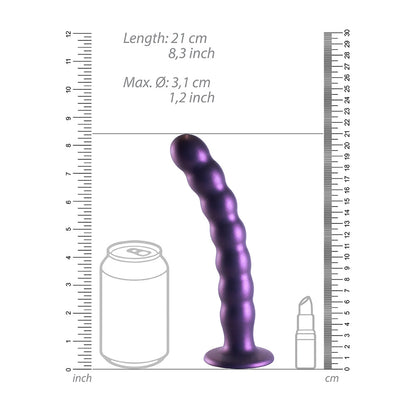 Beaded Silicone G-Spot Dildo 8" Metallic Blue