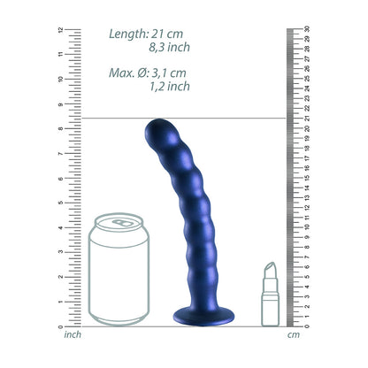 Beaded Silicone G-Spot Dildo 8" Metallic Blue