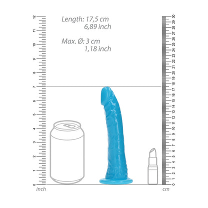 Realrock Glow In The Dark Slim Dildo 6'' Neon Blue