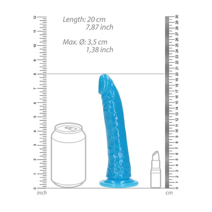 Realrock Glow In The Dark Slim Dildo 7'' Neon Blue