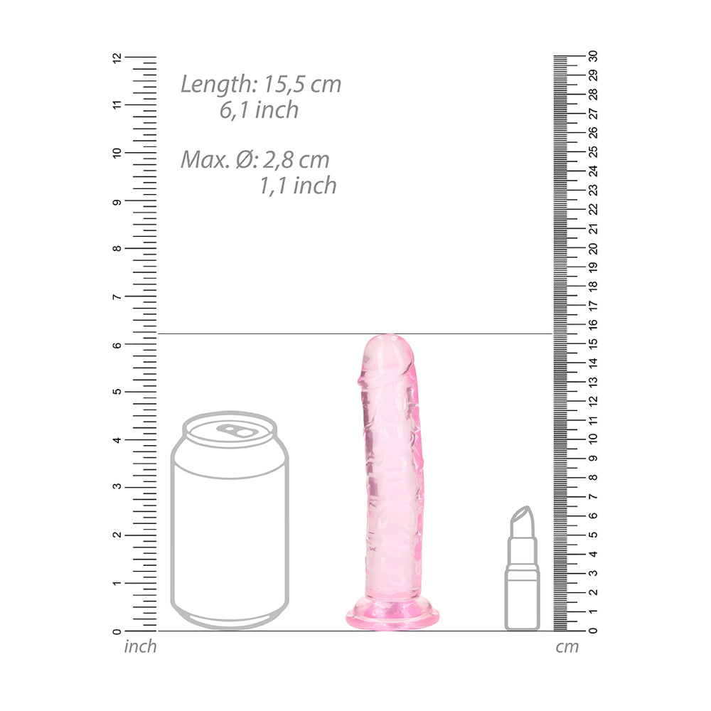 Realrock Crystal Clear Straight Realistic Dildo With Suction Cup 6'' Pink
