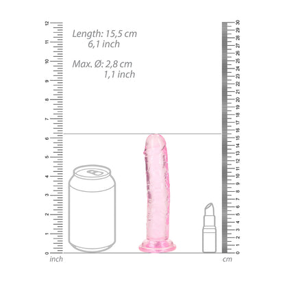Realrock Crystal Clear Straight Realistic Dildo With Suction Cup 6'' Pink