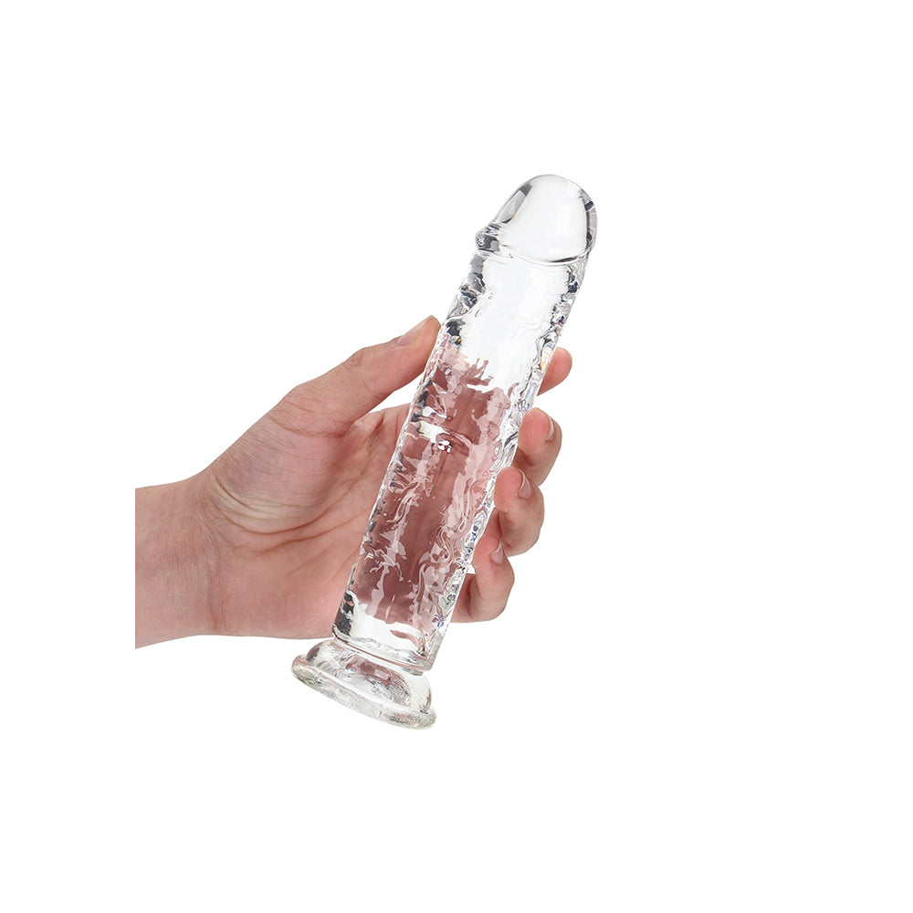 Realrock Crystal Clear Straight Realistic Dildo With Suction Cup 7'' Transparent