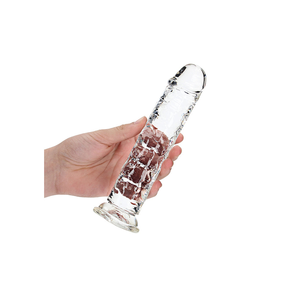 Realrock Crystal Clear Straight Realistic Dildo With Suction Cup 8'' Transparent