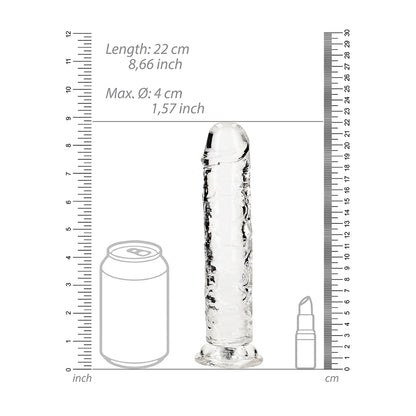 Realrock Crystal Clear Straight Realistic Dildo With Suction Cup 8'' Transparent