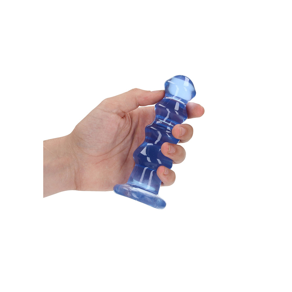 Realrock Crystal Clear Curvy Dildo or Butt Plug - 5.5 Inch - Blue