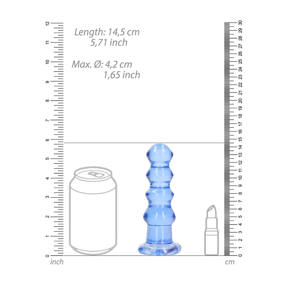 Realrock Crystal Clear Curvy Dildo or Butt Plug - 5.5 Inch - Blue