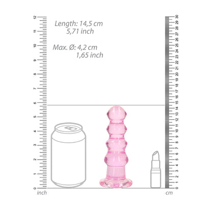Realrock Crystal Clear Curvy Dildo or Butt Plug – 5.5 Inches – Pink