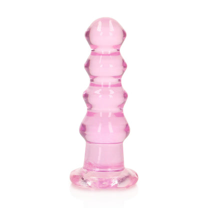 Realrock Crystal Clear Curvy Dildo or Butt Plug – 5.5 Inches – Pink