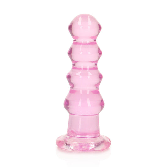 Realrock Crystal Clear Curvy Dildo or Butt Plug – 5.5 Inches – Pink