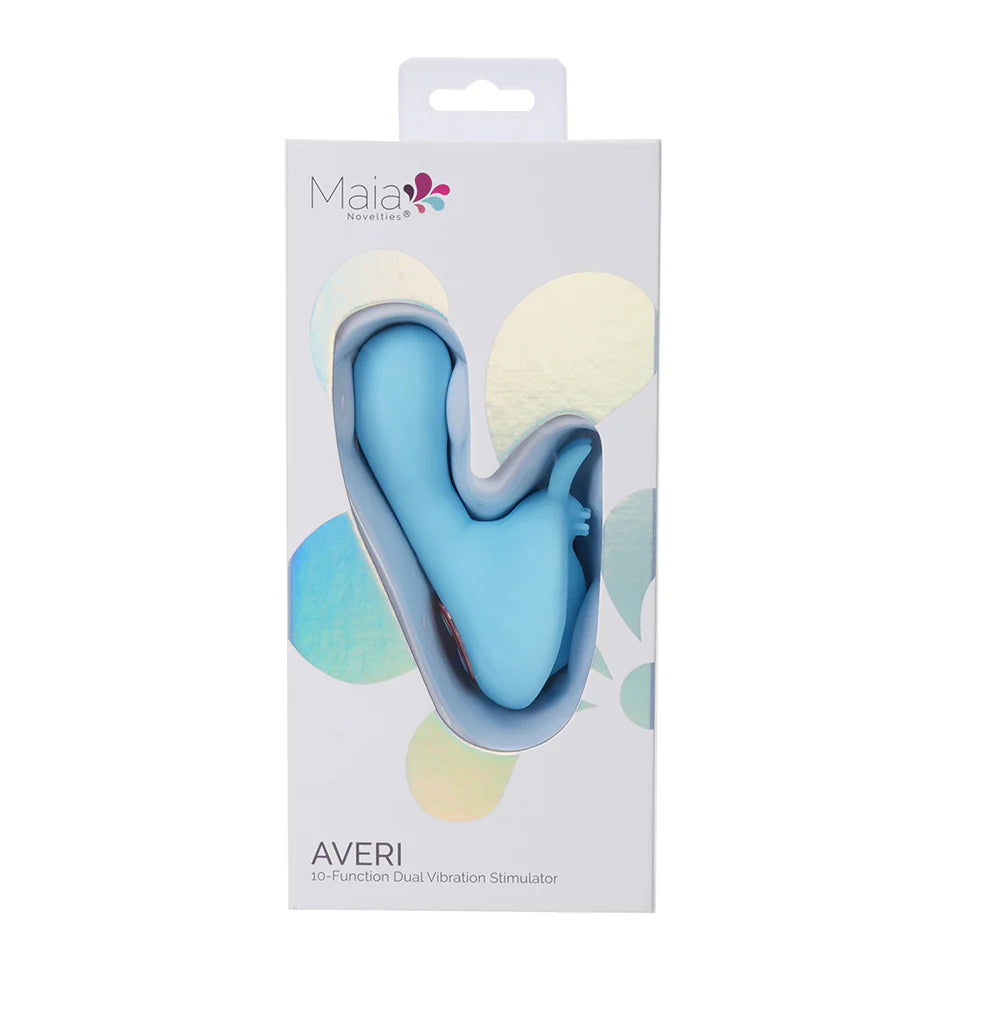 AVERI Blue Rechargeable Dual Vibration Liquid Silicone Vibrator - 10 Functions