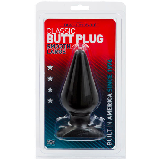 Large Black Classic Butt Plug - Smooth Finish