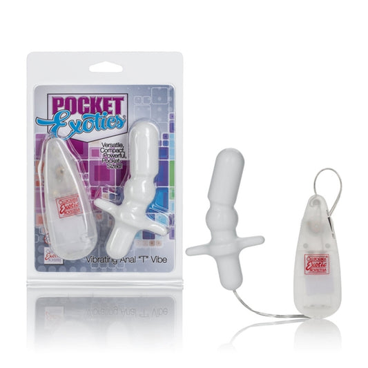 Pocket Exotics T-Shaped Vibrating Anal Toy Gray