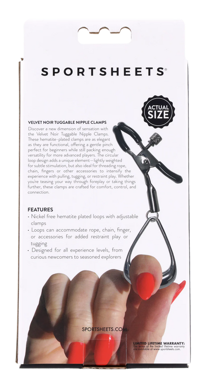 Velvet Noir Tuggable Nipple Clamps – Adjustable Bondage Accessory for Sensual Stimulation